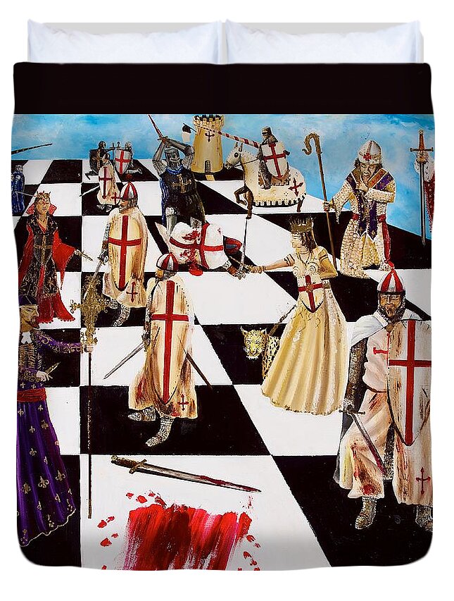 Game Of War Duvet Cover featuring the painting Game of War by John Palliser