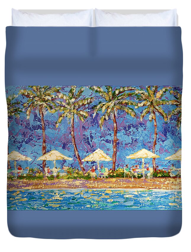 Palm Duvet Cover featuring the painting Palm Beach Life by Audrey Peaty