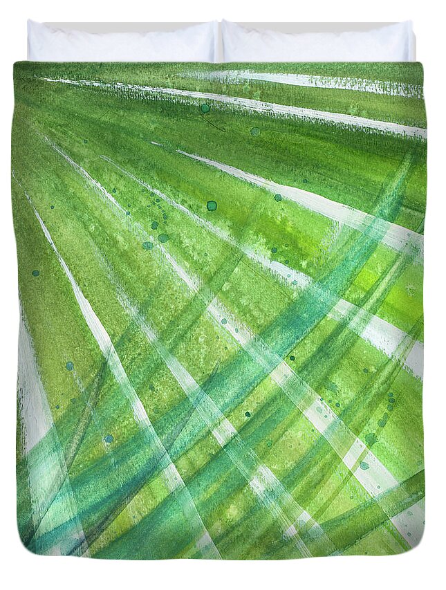 Palm Duvet Cover featuring the painting Palm Greens by Patricia Pinto