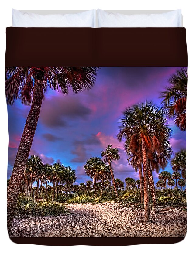 Landscape Duvet Cover featuring the photograph Palm Grove by Marvin Spates