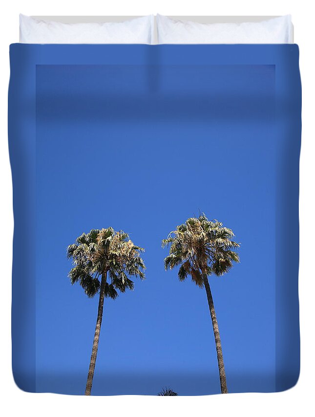 Art Duvet Cover featuring the photograph Palm Trees by Frank Romeo