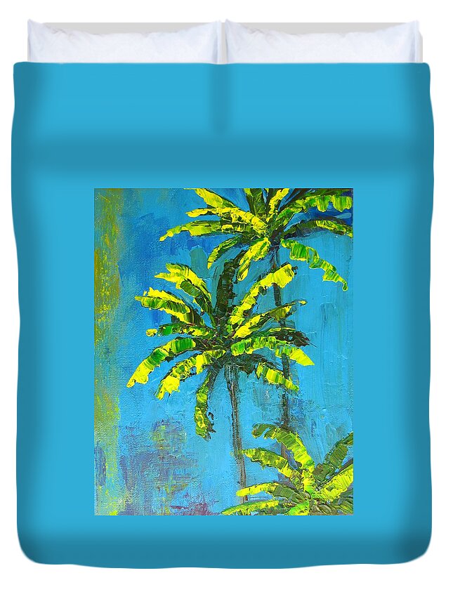 Art Duvet Cover featuring the painting Palm Trees by Patricia Awapara