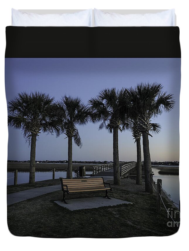 Palmetto Duvet Cover featuring the photograph Palmetto View to Old Pitt Street Bridge by Dale Powell