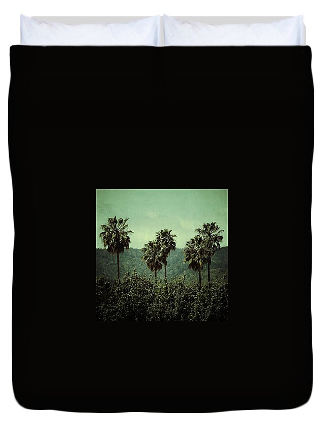Palm Trees Duvet Cover featuring the photograph Palms by Anne Thurston