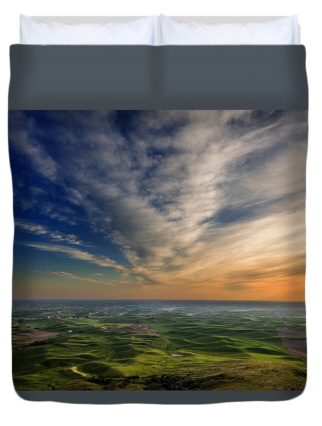 Palouse Duvet Cover featuring the photograph Palouse Sunset by Mary Jo Allen
