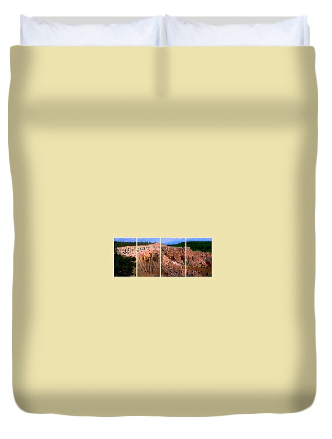 Canyon Duvet Cover featuring the painting PanoCanyon Panels by Bruce Nutting