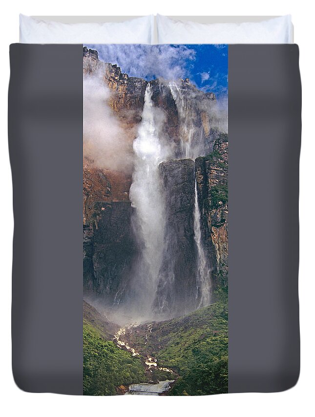 Venezuela Duvet Cover featuring the photograph Panorama Angel Falls in Canaima National Park Venezuela by Dave Welling