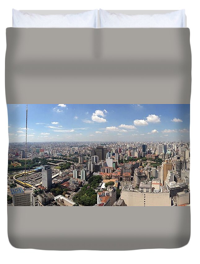 Tranquility Duvet Cover featuring the photograph Panorama - Banespa Building São Paulo by Pictures At An Exhibition