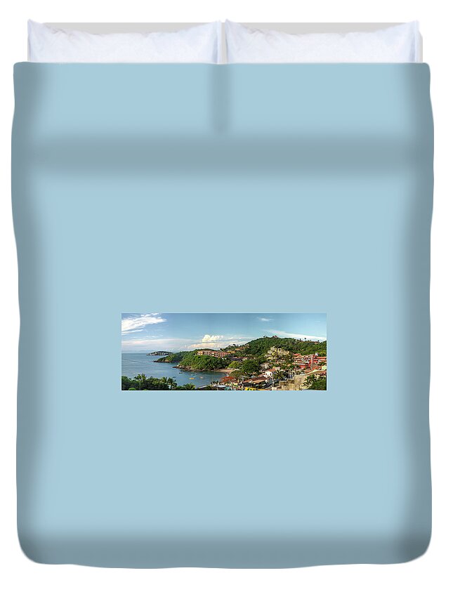 Panoramic Duvet Cover featuring the photograph Panoramic Photo Of Buzios by Roberto Ramos