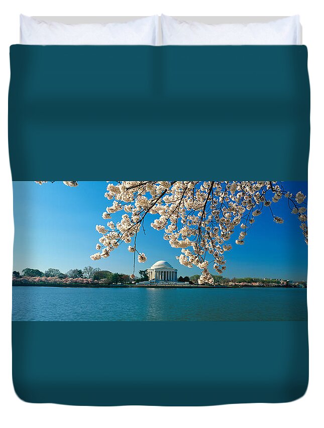 Photography Duvet Cover featuring the photograph Panoramic View Of Jefferson Memorial by Panoramic Images