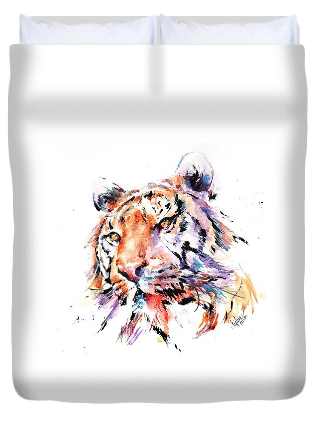 Panthera Duvet Cover featuring the painting Panthera Tiger II by Stephie Butler