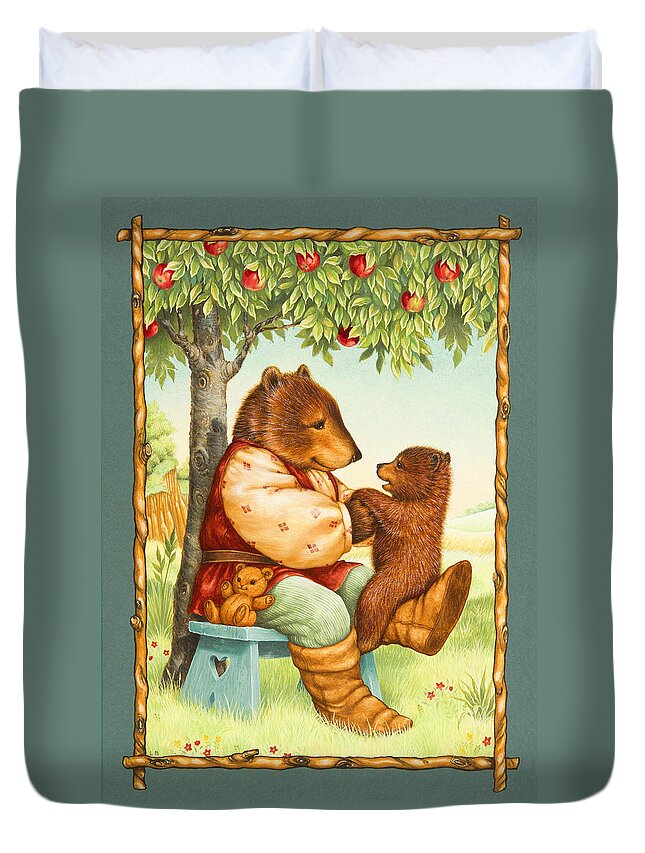 Papa Bear Duvet Cover featuring the painting Papa Bear by Lynn Bywaters