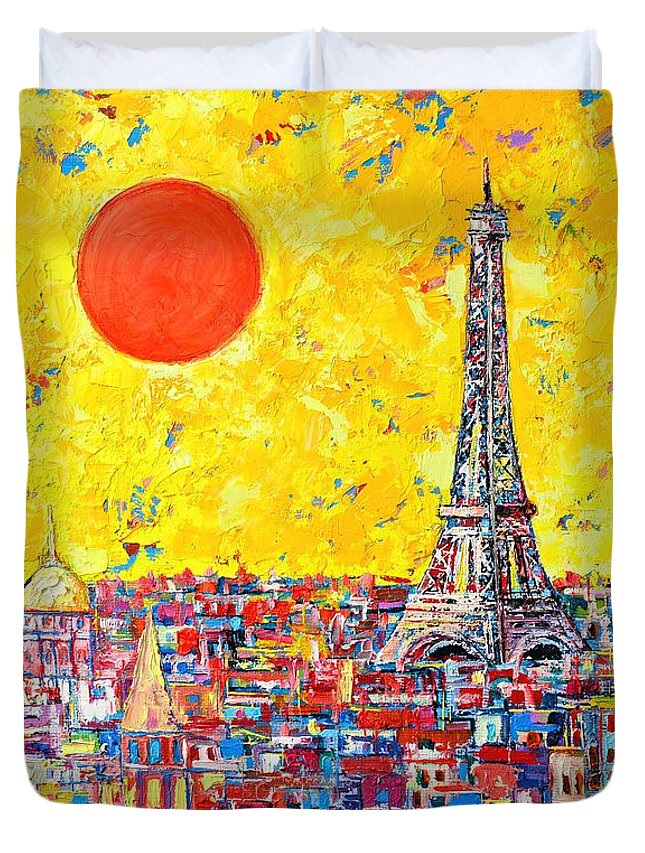 Paris Duvet Cover featuring the painting Paris In Sunlight by Ana Maria Edulescu