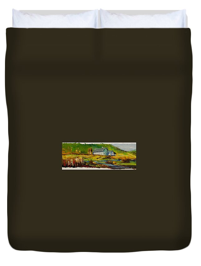 Mcpolin Osguthorpe Farm Barn Study Duvet Cover featuring the painting Park City Utah Barn Study by Diane Whitehead
