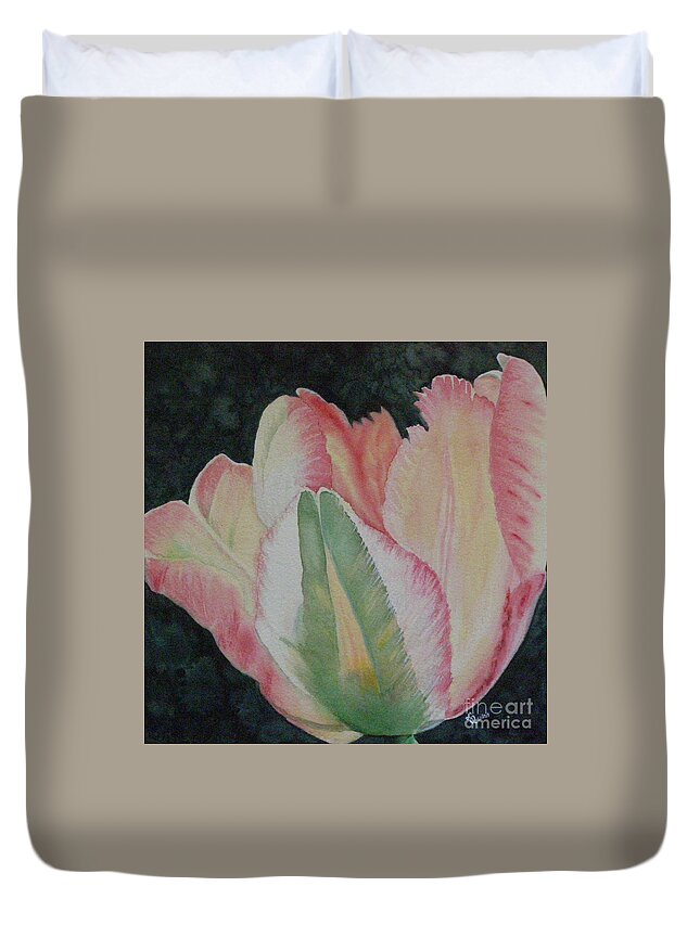 Parrot Tulip Duvet Cover featuring the painting Parrot Tulip by Lynn Quinn