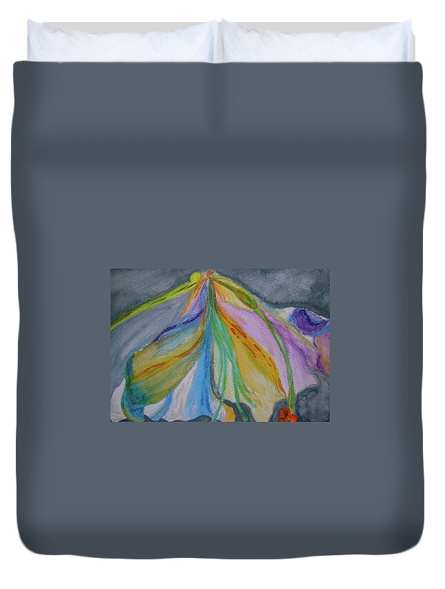 Abstract Duvet Cover featuring the painting Passing Lily by Beverley Harper Tinsley