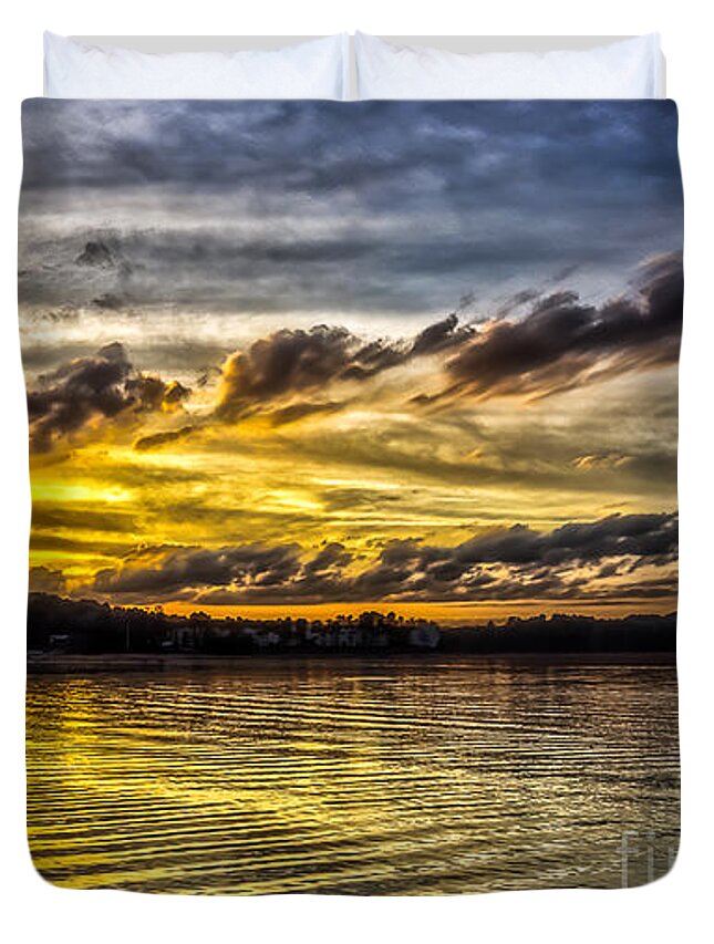Lake-lanier Duvet Cover featuring the photograph Passing storm two. by Bernd Laeschke