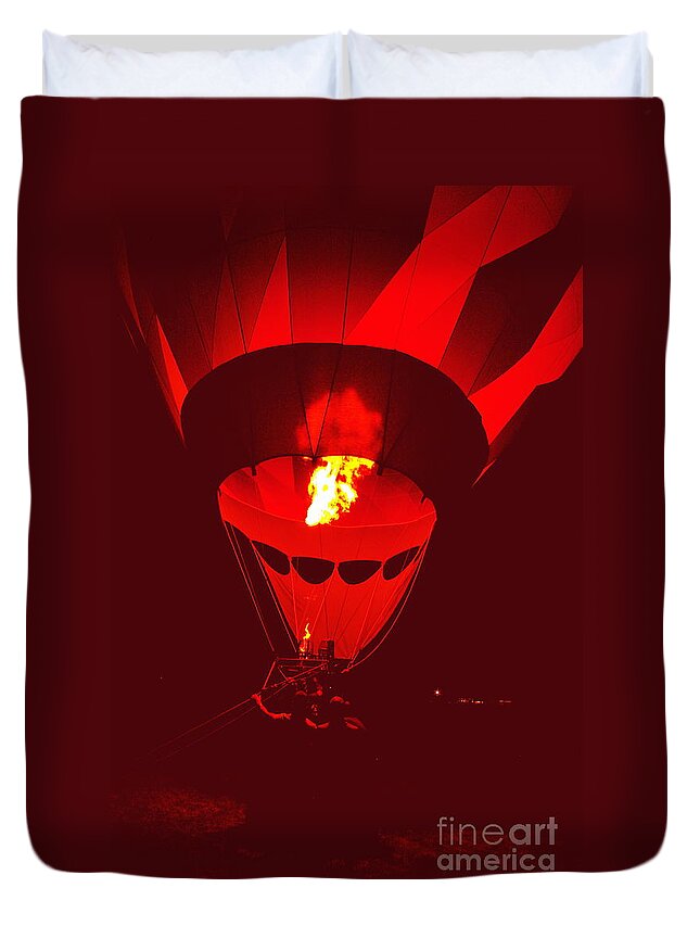 Hot Air Balloon Duvet Cover featuring the painting Passion's Flame by Nancy Cupp