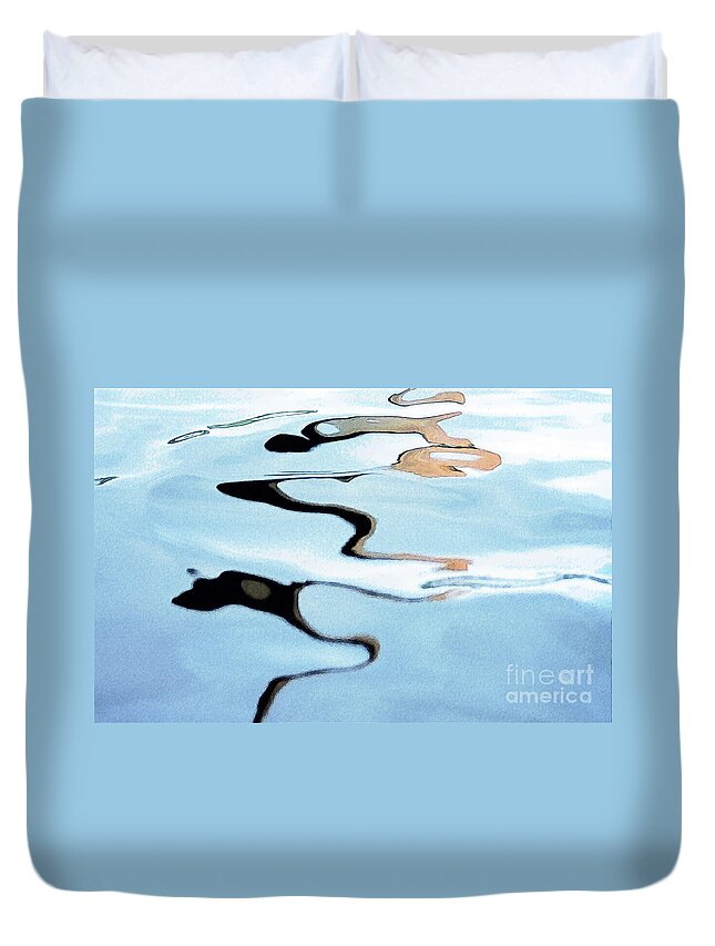 Water Duvet Cover featuring the photograph Pastel Blue Water Reflection Abstract by Heiko Koehrer-Wagner