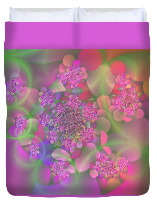 Fractal Duvet Cover featuring the digital art Pastel Fractal Flower Garden by Judi Suni Hall