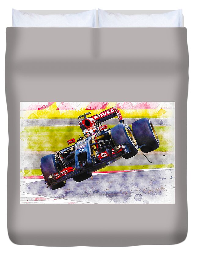 Formula One Racing Duvet Cover featuring the digital art Pastor Maldonado by Don Kuing