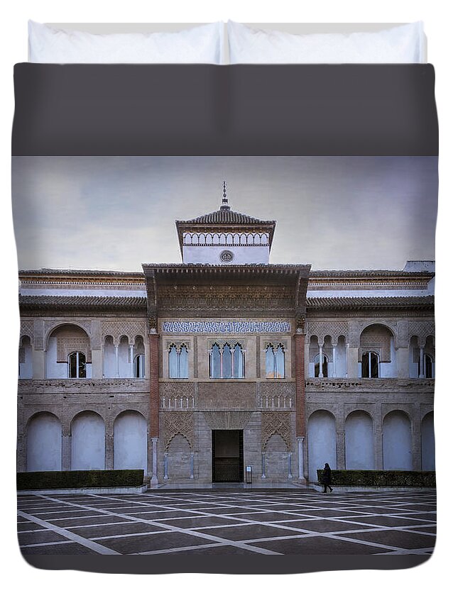 Joan Carroll Duvet Cover featuring the photograph Patio de la Montaria Seville by Joan Carroll