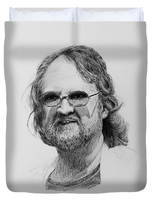 Portrait Duvet Cover featuring the drawing Paul Rebmann by Daniel Reed