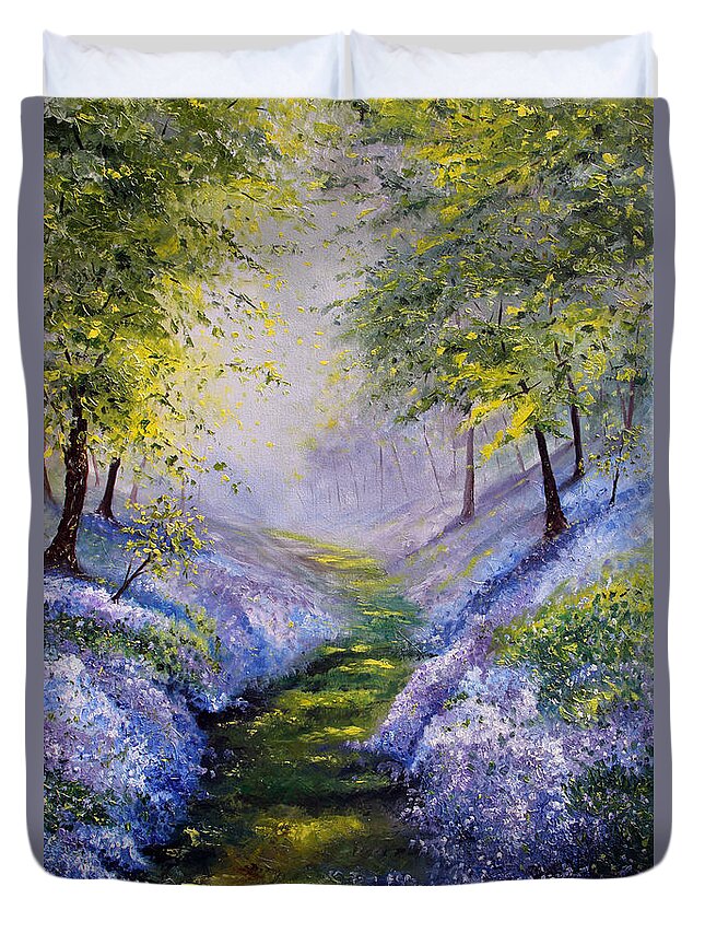 Bluebells Duvet Cover featuring the painting Pavilioned in Splendor by Meaghan Troup