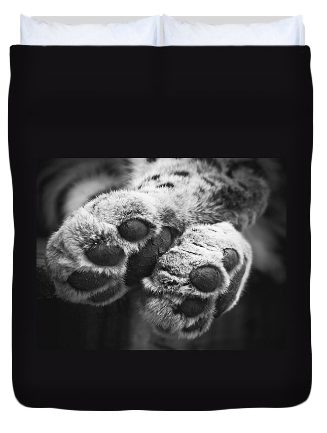 Leopard Duvet Cover featuring the photograph Paws for thought by Chris Boulton