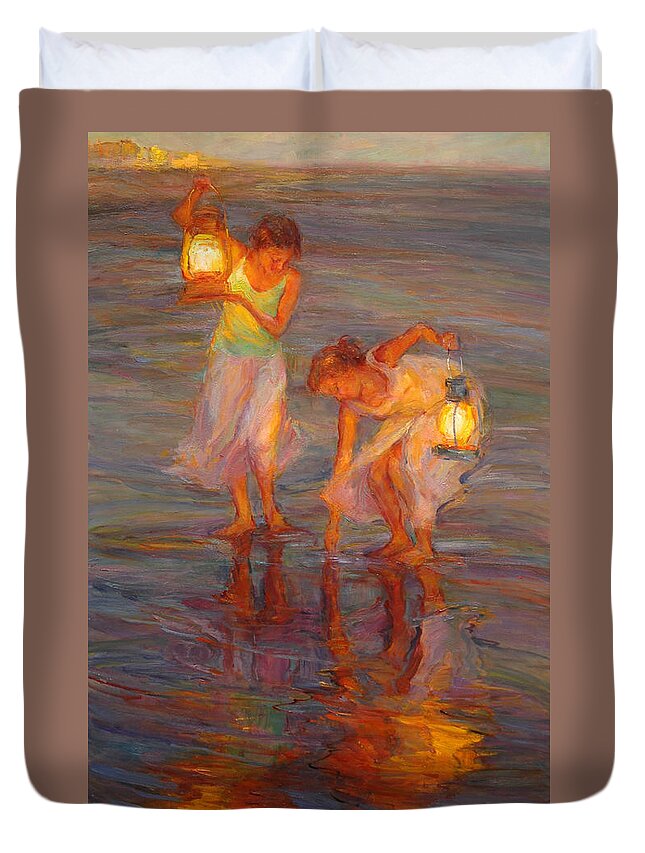 Beach Duvet Cover featuring the painting Peace by Diane Leonard