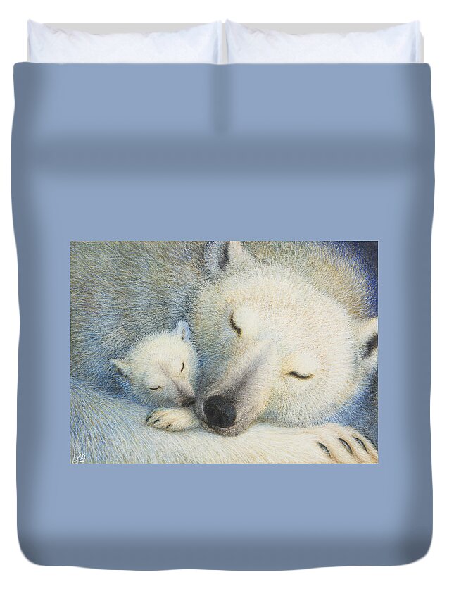 Polar Bears Duvet Cover featuring the painting Peace by Lynn Bywaters