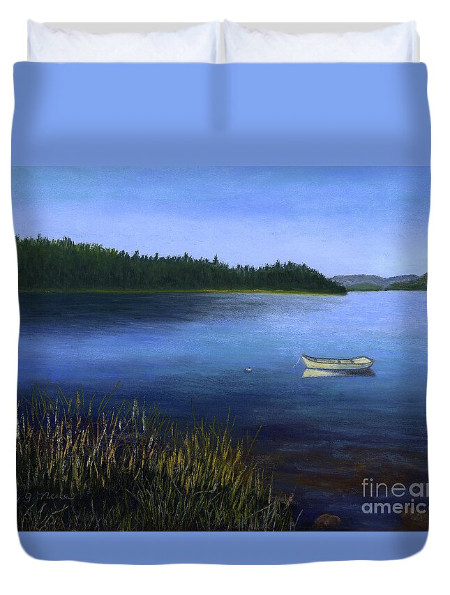 Bay Duvet Cover featuring the painting Peaceful Bay by Ginny Neece