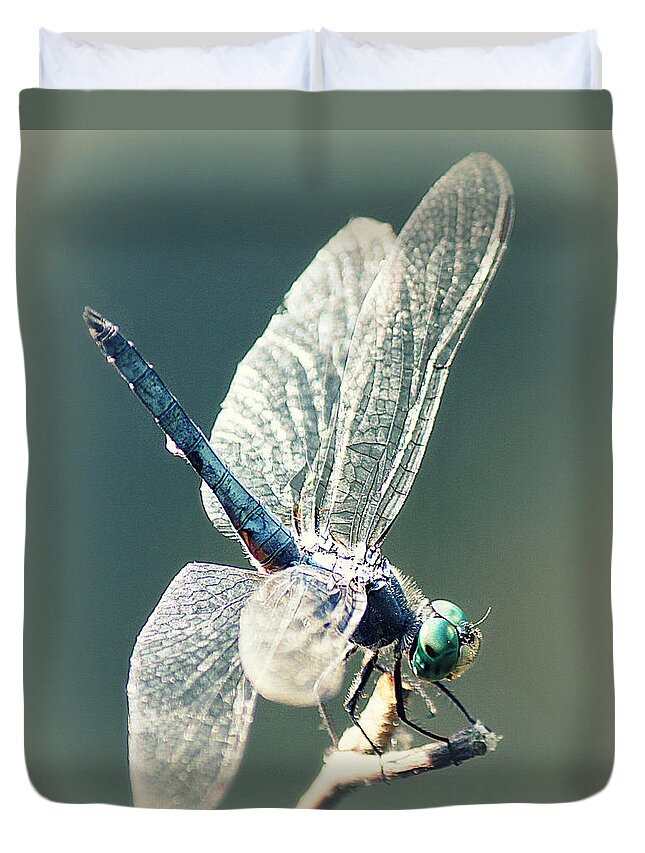 Dragonfly Duvet Cover featuring the photograph Peaceful Pause by Melanie Lankford Photography
