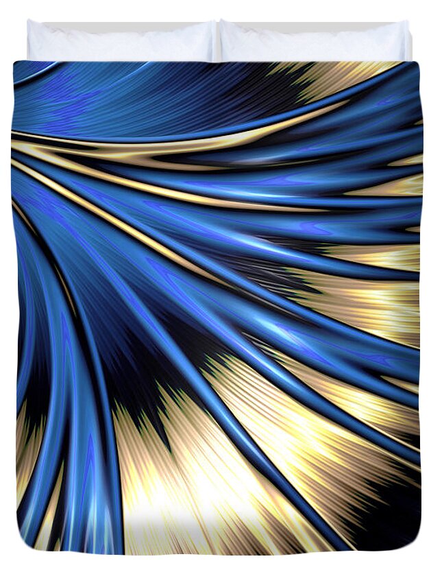 Peacock Duvet Cover featuring the digital art Peacock Tail Feather by Vix Edwards