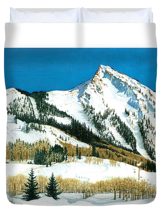 Water Color Paintings Duvet Cover featuring the painting Peak Adventure by Barbara Jewell