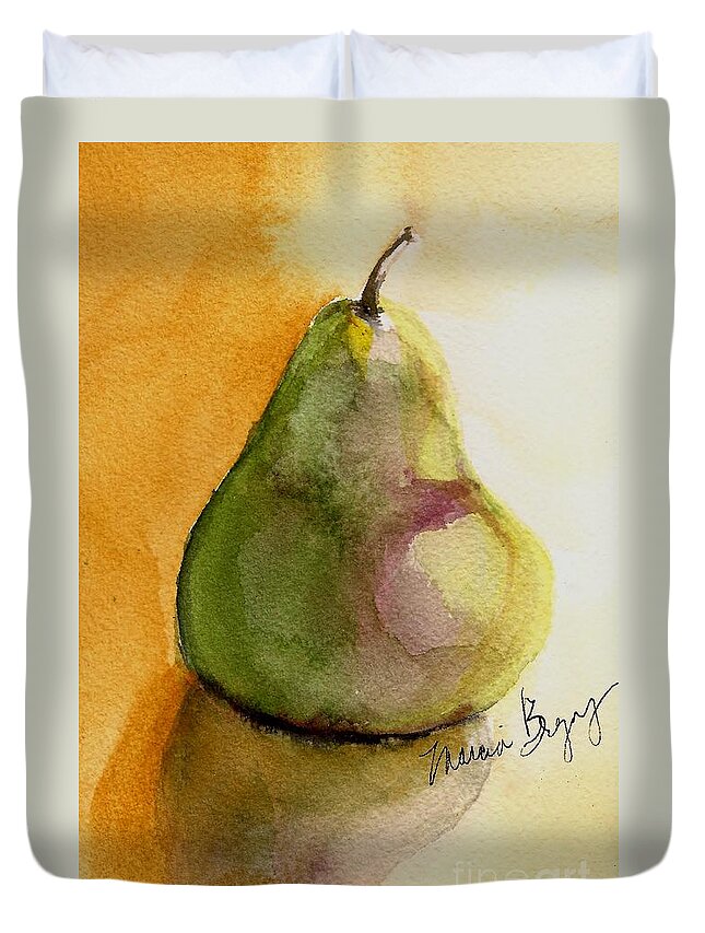 Pear Duvet Cover featuring the painting Pear by Marcia Breznay