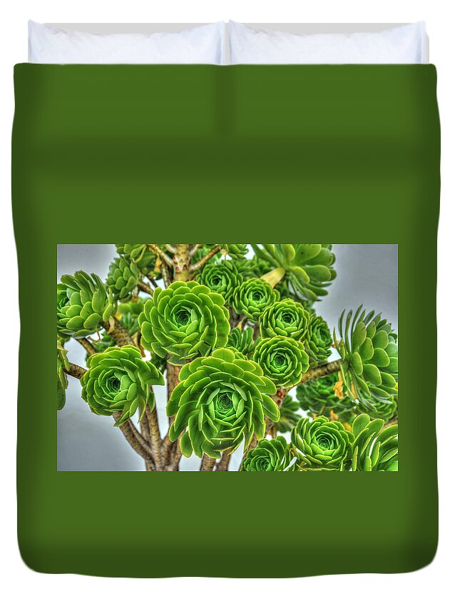 Floral Duvet Cover featuring the photograph Pedals of Green by Richard Gehlbach
