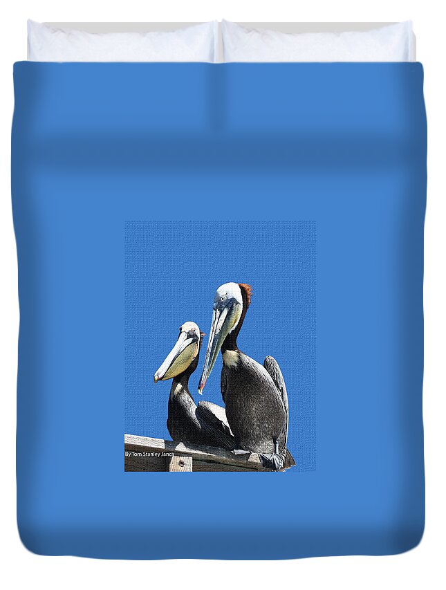 Pelican Pair Duvet Cover featuring the photograph Pelican Pair by Tom Janca