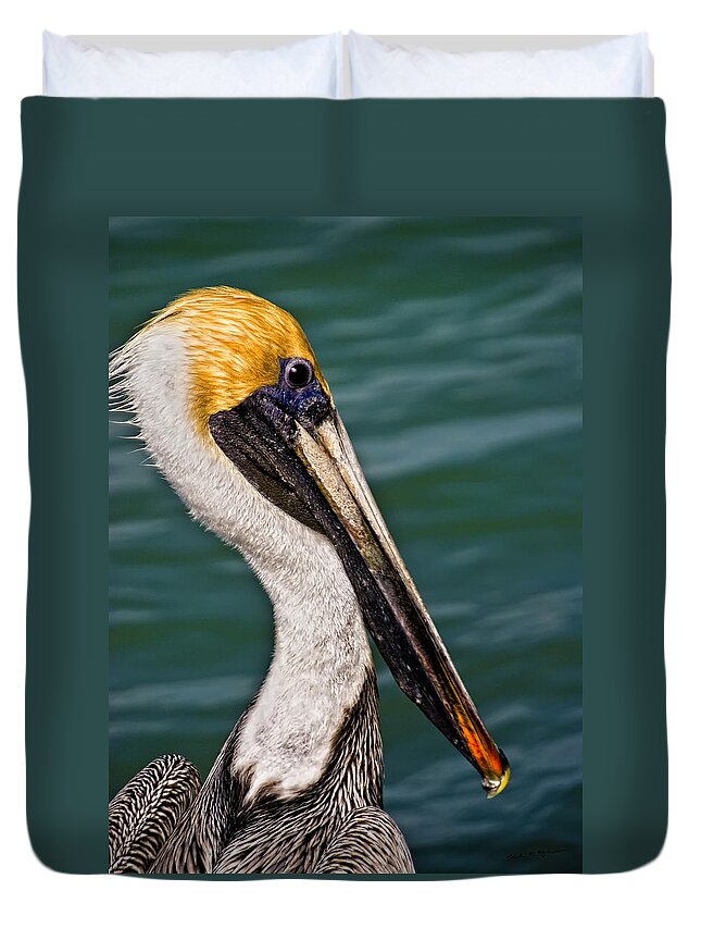 2007 Duvet Cover featuring the photograph Pelican Profile No.40 by Mark Myhaver