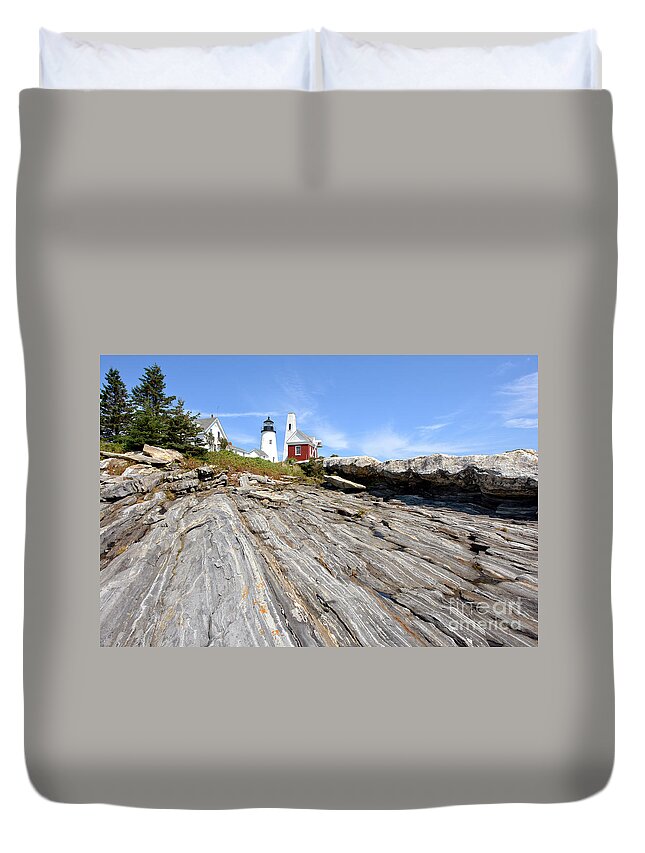 Maine Duvet Cover featuring the photograph Pemaquid Point Lighthouse in Maine by Olivier Le Queinec