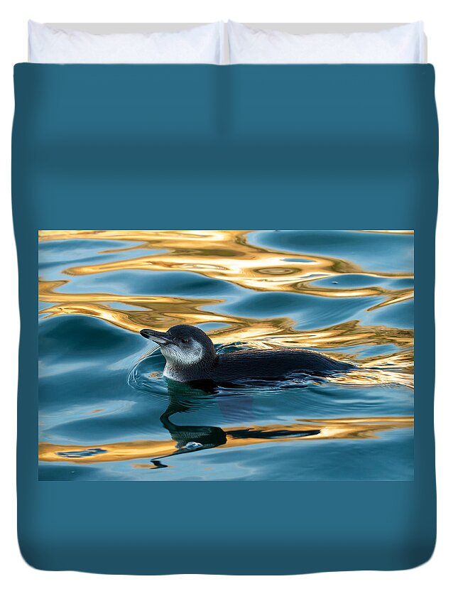 Galapagos Islands Duvet Cover featuring the photograph Penguin Watercolor 2 by David Beebe