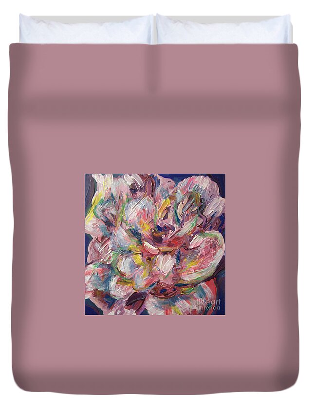 Floral Duvet Cover featuring the painting Peony 2 by Catherine Gruetzke-Blais