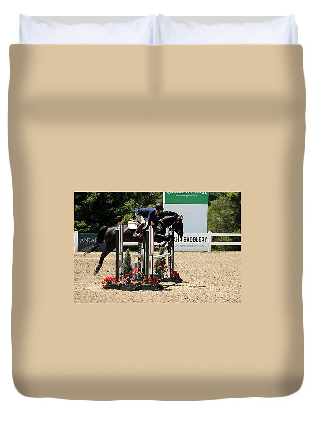 Horse Duvet Cover featuring the photograph Perfect Form Jumper by Janice Byer