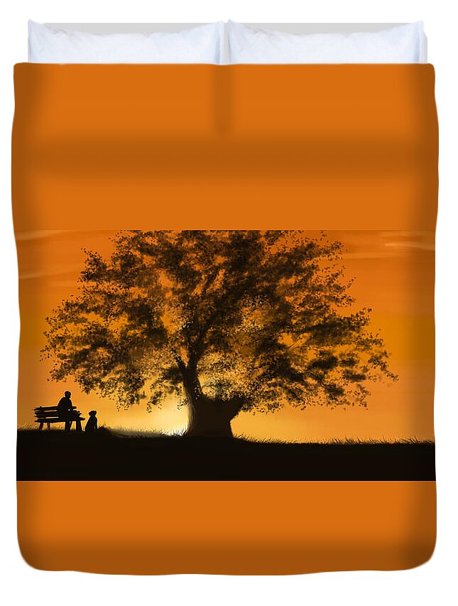 Sunset Duvet Cover featuring the digital art Perfect moment by Veronica Minozzi