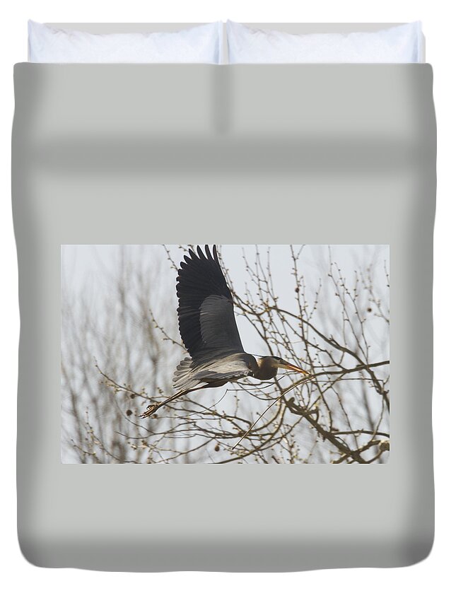Ardea Duvet Cover featuring the photograph Perfect Stick by Jack R Perry