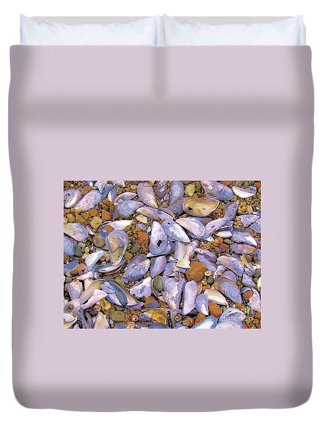 Shells Duvet Cover featuring the photograph Periwinkles Muscles and Clams by Elizabeth Dow