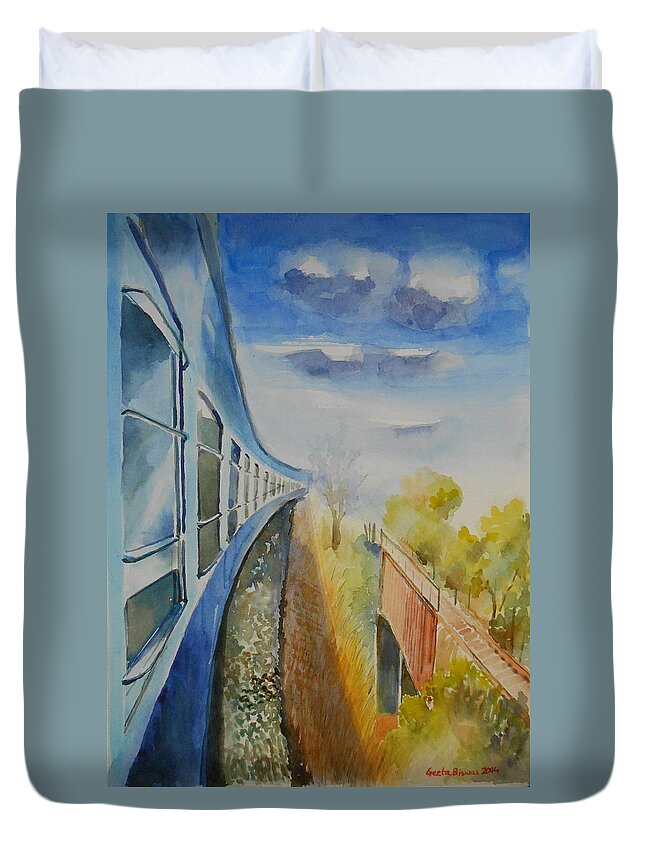 Perspective Duvet Cover featuring the painting Perspective by Geeta Yerra