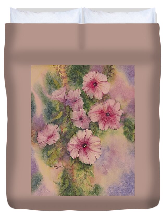 Petunia Duvet Cover featuring the painting Petunia by Heather Gallup