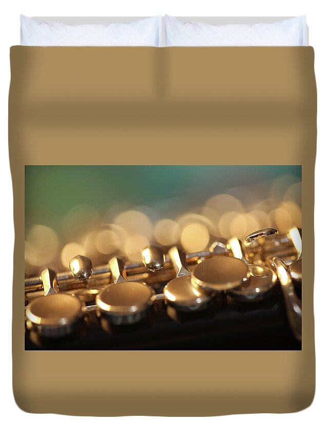 Music Duvet Cover featuring the photograph Piccolo Keys by C. Bosarge