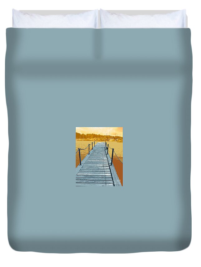 Pier Duvet Cover featuring the photograph Pier 4 Image A by Lee Owenby